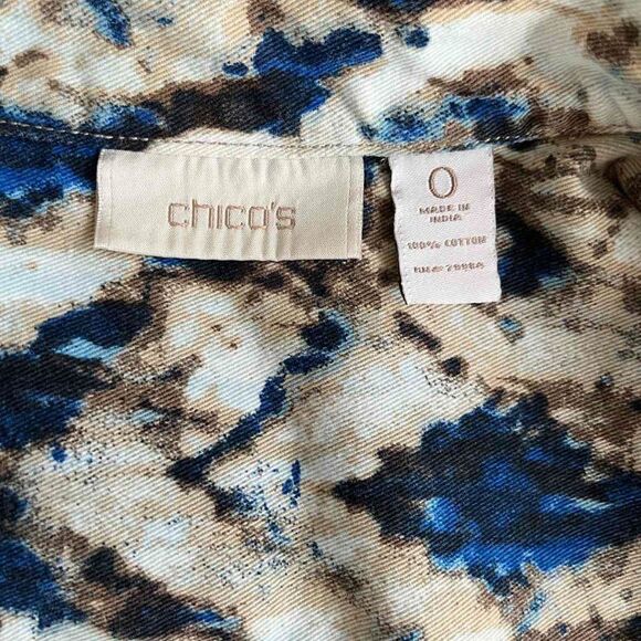 Women's Chico's  multi-color short sleeve cotton jacket Sz 0 - Picture 4 of 8